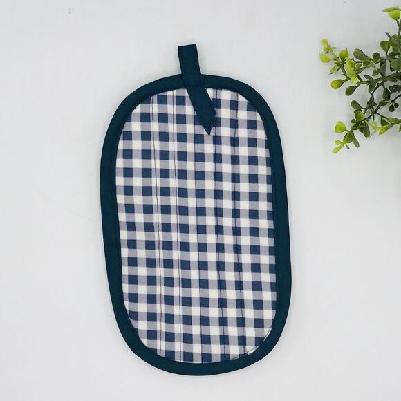 Oven Mitt, Finger Hotpad, and Potholder, Navy Blue Gingham, 3 Pc Baking Gift Set - Picture 9 of 10